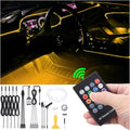 6 Meters Optic Fiber Car Ambient Lighting with RF Remote Control 64 Colors Multicoloured Music Interior Footwell Lighting Kit DC 12V 1W