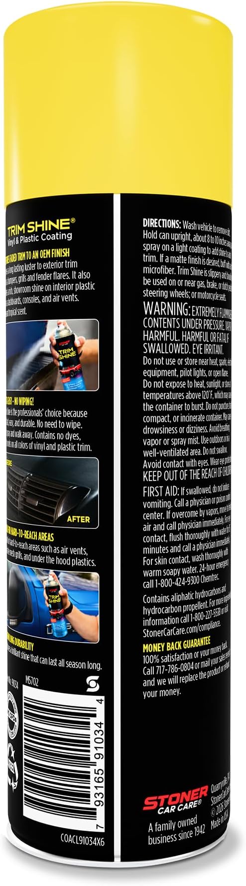 Stoner Car Care 91034 Trim Shine – Black Trim and Plastic Restorer for Cars – Vinyl and Plastic Trim Protectant Coating for Interior and Exterior Use – Fast-Drying No Sling – 12 oz