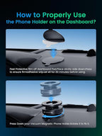 Vacuum Magnetic Phone Holder for MagSafe,Foldable Metal Suction Cup Phone Mount,360° Rotatable Phone Mount for All Smartphones & All Car Models-Black