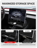 BASENOR 2026 Tesla Model Y Model 3 Under Screen Storage Box [100% Secure] Center Console Organizer Tray for Model Y Juniper 2025 2026 Model 3 Highland 2024 2025 2026 (Standard, Premium & Performance)