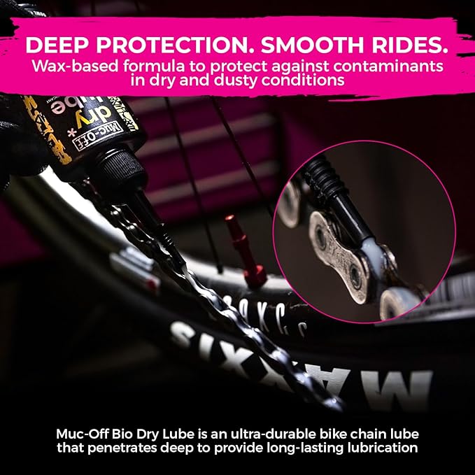 Muc-Off Waterless Wash & Dry Bike Chain Lube Bundle | 750ml High-Performance Bike Cleaner Spray + 120ml Wax-Based Chain Lube | No Rinse Bike Wash + Dry Weather Lubrication