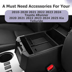 LUWU Center Console Organizer Tray Compatible with 2020-2025 2026 Kia Telluride/2010-2021 2022 2023 2024 Toyota 4Runner Accessories Armrest Console Organizer Armrest Organizer Insert Tray Black