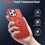 SUPFINE Magnetic for iPhone 16 Pro Case (Compatible with MagSafe) (Military Grade Drop Protection) Slim Translucent Matte Shockproof with Anti-Fingerprint Phone Case, Red