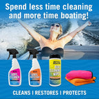 Boat Interior Cleaning Kit, Marine Vinyl Protectant and Cleaner, Wipes, Microfiber Cloths, for Boat Seats, Pontoon Accessories, Jet Ski, Car, and RV Care Supplies