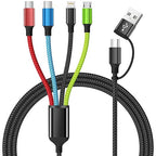Travel 4 in 2 Multi Charging Cable with Dual Type-C, USB A/USB C Chargers for Multiple Devices, Multiple Charger Cord Compatible with Most Cell Phones/Tablets and More (1Pack, 5FT)