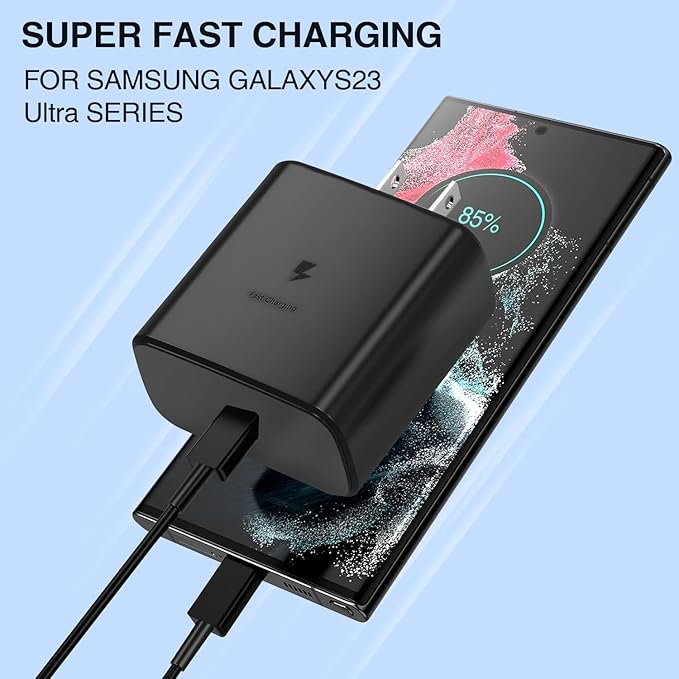 45W Fast Charger, USB C Port Adapter, wall-Mounted Cube Charging Block.Type-c Mobile Phone Charger with C to C Cable is Suitable for Samsung S25/S24/S23/S22/S21, Galaxy, and More.