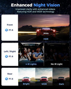 360 View 4 Channel Dash Cam Front and Rear Left Right Inside Camera for Cars, GPS and 5G Band WiFi, Night Vision, 160 Wide Angle, WDR, 24H Parking Mode, Supercapacitor, Included 128GB Card