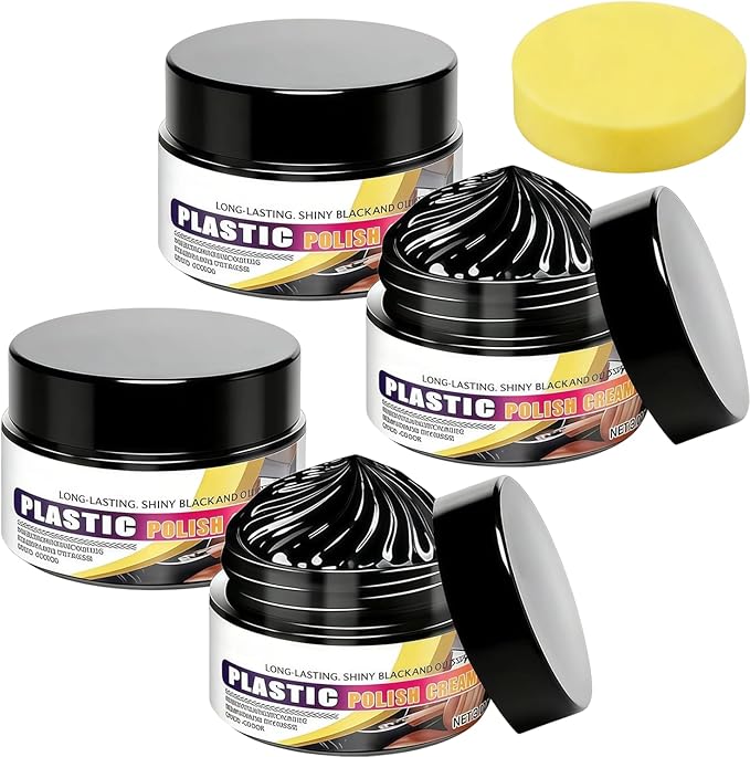 Tyre Nourish Cream, Tire Wax 100g with Sponge,Tire Polishing Paste, Restores Black Gloss, Wheel Cleaning Refurbish Wax, Polishing Paste for Cars Trucks, Restores Like-New Look (4pcs)