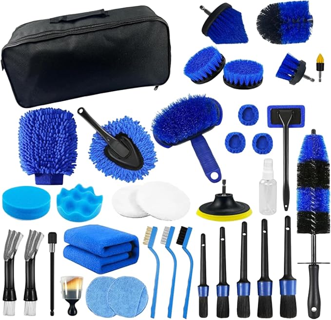 Auto Detailing Brush Kit, 36 Pieces, PP Multipurpose Soft Cleaning Tool Set with Scratch-Free Brushes for Interior, Exterior, Wheels, Dashboard, Seats