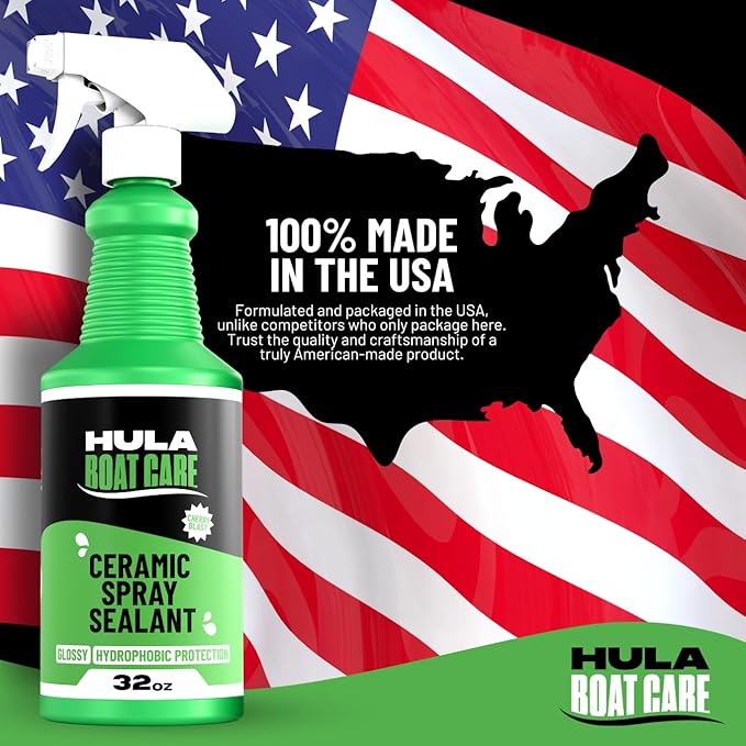 Hula Ceramic Spray Coating – High-Gloss SiO2 Shield & Detailer – Cherry Blast Scent – Hydrophobic Water Repellent for Gel Coat, Paint, Glass, & Chrome – 32oz