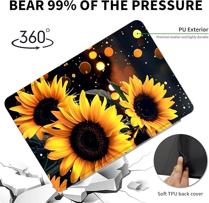 Case for 6" Kindle Paperwhite (10th Generation,2018 Release),360 Degree Rotating Swivel Leather Stand Folio Cover Auto Wake/Sleep for Amazon Kindle Paperwhite E-Reader,Glitter Sunflower