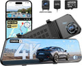 AZDOME PG17 Pro 4K+2.5K Mirror Dash Cam with STARVIS 2 & 5G WiFi Rear View Mirror Camera, OTA Upgraded, Parking Assist, Voice Control, 128GB Card - Mirror Dash Cam with 12-Inch Touch Screen