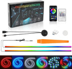Interior Car LED Strip Lights Acrylic Fiber Optic Strip LED Lights with APP&Remote Control Dynamic Chasing Music Sync Neon Ambient Lighting Kits for Cars,SUVs,Trucks(55.12inch*2)