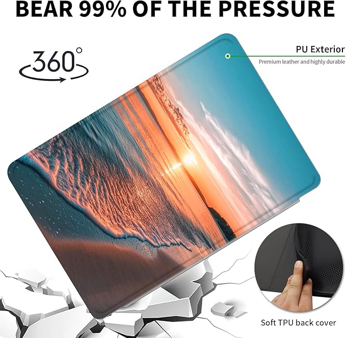 Case for Kindle Scribe,360 Degree Rotating Swivel PU Leather Stand Flip Folio Cover with Auto Wake/Sleep for Amazon Kindle Scribe Cover 10.2 Inch (2024/2022 Release),Sea Beach Sunset