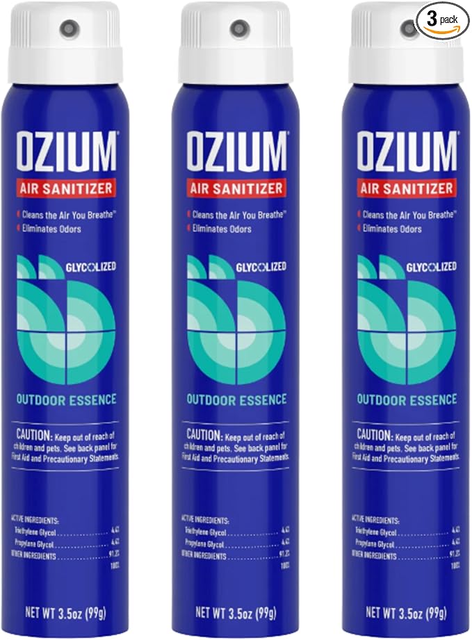 Ozium 3.5oz Air Sanitizer Spray & Odor Eliminator for Homes, Cars, Offices and More, Outdoor Essence, (Pack of 3)