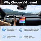 MSXTTLY Mini 3in1 Stream CarPlay Android Auto Wireless Adapter, Support Netflix/YouTube/TikTok/PrimeVideo Box, Only Compatible with Wired CarPlay Car Model 2017+, for Android 11 & iPhone iOS 10+