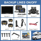 Kairiyard Dual RV Backup Camera with 7 Inch Monitor, AHD 1080P, 2 Channel, DIY Guide Lines 150 Degree Wide View Angel Wired Reverse Rear View Camera for Truck Car Trailer Camper Tractor