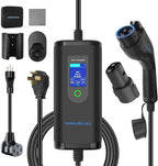 Level 1 and 2 EV Charger, Portable 40A Electric Car Charger with Adapter for Tesla, 110V-240V NEMA 14-50 & 5-15 Plug, 9.6kW EVSE with 25ft Cable