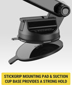 Scosche Phone Mount for Car, Universal Hands Free Windshield/Dashboard, Suction Cup Cell Phone Holder with 360° Rotation, Includes Screen Cleaner, Stand Compatible with iPhone and Android