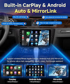 VQU 4G+64G Car Radio for BMW 3 Series 328i 335i 325i 2005-2011 Apple CarPlay Android Auto, 9 Inch IPS Touchscreen for 128i Stereo for BMW E90/E91/E92/E93 GPS Navi FM DSP SWC BT Rear Camera, No Fiber
