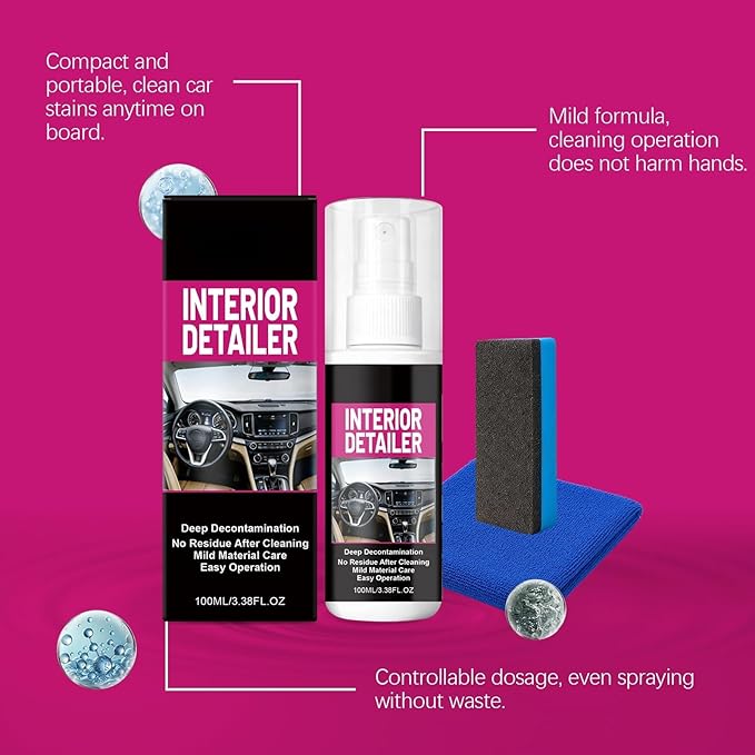 Car Interior Cleaner By, Convenient to Use, Fits All Car Interior Materials(2set)