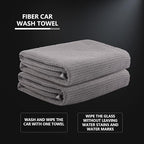 SPTA Microfiber Drying Towel, 2 PCs Car Wash Drying Towel, Waffle-Weave Highly Absorbent, Scratch Free,Big Cleaning Cloth Towel for Auto Detailing, 380GSM, 25.2 x 34.3 inch, Grey-MT033
