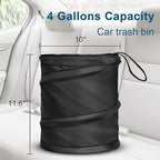 Car Trash Can, 2 Packs Pop-up Car Trash Bin, Large-Sized Collapsible Garbage Can, Trash Bag with Elastic Band Hanging, Double-Layer Washable Trash Can, Waste Basket with Velcro