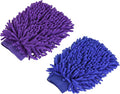M METERXITY 2in1 Set Microfiber Chenille Wash Mitt - Double Side Reusable Gloves for Cleaning, Scratch-Free, Apply to Car Cleaning(9.84 x 6.69'',Dark Blue Purple)