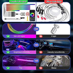 Acrylic Interior Car LED Lights with Wireless APP 6 in 1,Ambient Lighting Kits Fiber Optic Strip LEDs,16 Million Colors Music&DIY Function, Car Decorations Interior Accessories Gifts for Women Men