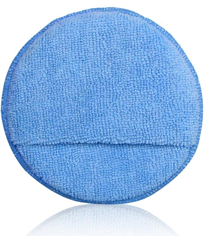 AutoCare Microfiber Wax Applicator, Ultra-Soft Pads with Finger Pocket for Cars, Foam Sponge (Blue, 5" Diameter, Pack of 10)
