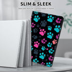 for Kindle Paperwhite Case,6.8" Kindle Paperwhite 11th Generation Case and Kindle Paperwhite Signature Edition,Leather Slim Adjustable Stand Cover with Auto Wake/Sleep,Green Pink Footprint