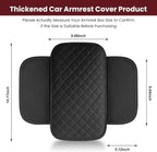 Extended Car Center Console Cover with 2 Storage, Microfiber Leather Car Armrest Cover Cushion For SUV Truck , Universal Car Accessories Memory Foam Comfort Stylish Leather Design (Black longer)