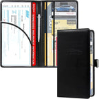 RSAquar Car Registration and Insurance Holder, Leather Car Glove Box Organizer, Cool Car Accessories for ID, Driver's License Cards & Essential Document, Men&Women, Black