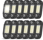 12Pods LED Rock Lights White 24led Chips Waterproof Neon Underglow Lighting Kit for Trucks SUV ATV Car