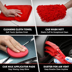 Auto Dynasty 19 Pieces Car Detailing Kit Wash Cleaning Tool Kit and Detailing Brush Set with Carry Bag Universal For Interior, Exterior, Wheels and Air Vent, Red