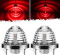 Partsam 2Pcs Clear Glass Lens Red LED Watermelon Lights, Round Shape Light Watermelon Underglow Lights Turn Signal for Semi Truck Pickup, Compatible with Freightliner Kenworth Peterbilt