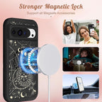 for Google Pixel 9 Case/Pixel 9 Pro Case - Compatible with MagSafe Women Girls Cute Magnetic Protective Cover Girly Sun Moon Unique Design Heavy Duty Shockproof for Pixel 9/9 Pro Phone Case
