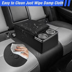 Universal Truck Seat Organizer with Cup Holders, Rear Bench Seat Center Consoles with Armrest Middle Storage Box, Padded Top Lid for Armrest, Black