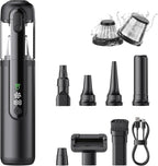 Portable Car Vacuum Cordless, 18000Pa 4-in-1 Suction Power Mini Vacuum Cleaner, 120W Brushless Motor Handheld Vacuum Cordless Rechargeable, 7800mAh Battery, LED Light, Black
