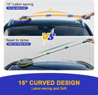 15° Curved Car Wash Brush with 43" Telescopic Handle – Microfiber Chenille Car Wash Mop for RV, SUV, Truck & Boat – Soft, Scratch-Free Extendable Cleaning Tool (Blue&Yellow)