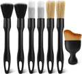 7PCS Car Detailing Brush Kit - Ultra Soft Boars Hair Car Interior Detailing Brushes, Includes 4 Different Brushes, Multi-use for Cleaning Interior or Exterior - Perfect Car Accessory Gift