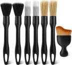 7PCS Car Detailing Brush Kit - Ultra Soft Boars Hair Car Interior Detailing Brushes, Includes 4 Different Brushes, Multi-use for Cleaning Interior or Exterior - Perfect Car Accessory Gift