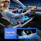 Wireless CarPlay Adapter & Android Auto Dongle, Shiny Silver，Fast Auto-Connect, Compact Plug & Play Wireless CarPlay Converter for iPhone & Android, USB/USB-C, No Delay, Seamless Reconnection