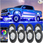 8 Pods RGB LED Rock Lights, Underglow Multicolor Neon Light Kit Wheel Well Light with APP Control & Music Mode, Under Glow Lights for Trucks,Jeep,SUV,Golf Cart,ATV,Pickup Off Road,12 V