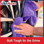 USANOOKS Premium 300GSM Microfiber Cleaning Cloth - 12.5"x12.5" High Performance - 1200 Washes, Ultra Absorbent Microfiber Towels for Cars Undercarriage, Rims & Engine Bay Cleaning - Microfiber Cloth
