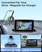 PZK Car Phone Mount for Mazda CX-3 2016-2021 /Mazda 3 2014-2016 /MX-5 Miata 2016-2023 Accessories 7-Inch Screen Magnetic 15W Fast Wireless Charger Phone Cradles Car Phone Holder Not Affect Vent