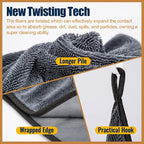 Airlab Microfiber Towels for Cars Wash Drying Super Absorbent Cleaning Cloth Auto Detailing Ultra Soft, Lint-Free, Streak-Free, 24 x 16 Inch, Pack of 2, Grey-Black, 600 GSM