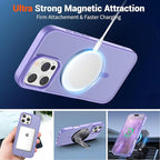 SUPFINE Magnetic for iPhone 16 Pro Case (Compatible with MagSafe) (Military Grade Drop Protection) Slim Translucent Matte Shockproof with Anti-Fingerprint Phone Case,Purple