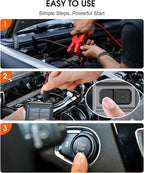 Solar Jump Starter 44400 mWH, 45W Fast Charging with 4 Built-in Cables & Car Battery Jumper Starter Portable, 12V Battery Booster Pack with Smart Display,Gift for Men, Gray
