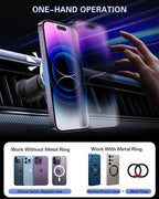 for Magsafe Vent Mount [Horizontal/Vertical]: Ultra Strong Magnetic Car Phone Holder, Circle Magnet Air Vent Stand for Mag Safe Phone Grip, iPhone 16 15 14 Pro Max Samsung Cellphone Case, Ring Holder